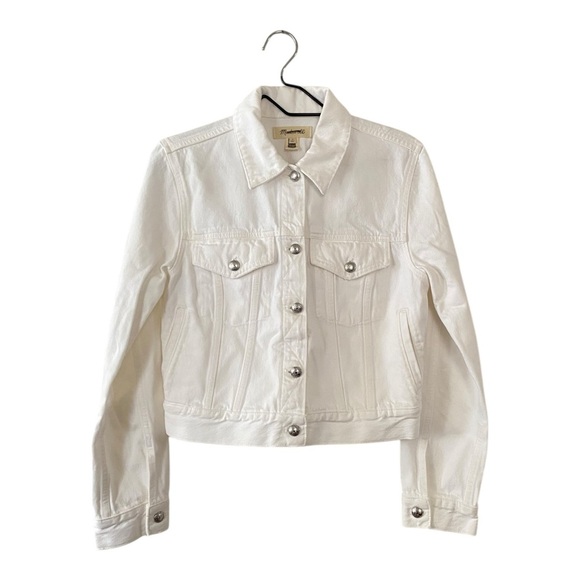 Madewell White Crop Jean Trucker Jacket Women’s Size Small NEW - Picture 1 of 13